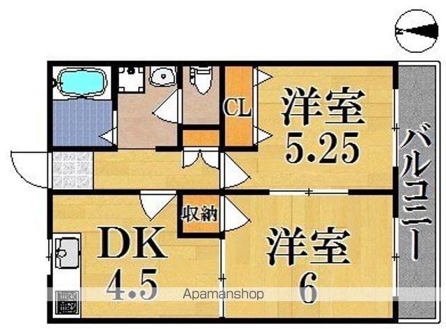 シエロ佐保(2DK/2階)の間取り写真
