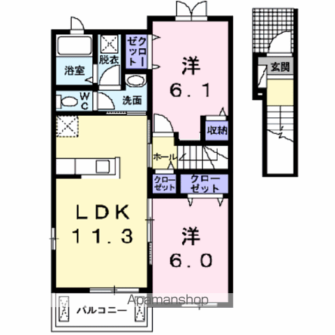 ポポロ 5(2LDK/2階)の間取り写真