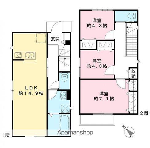 京成電鉄千原線 大森台駅 徒歩12分 2階建 築1年(3LDK)の間取り写真