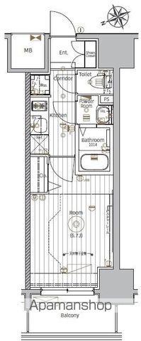 メイクス鶴舞Ⅱ(1K/9階)の間取り写真