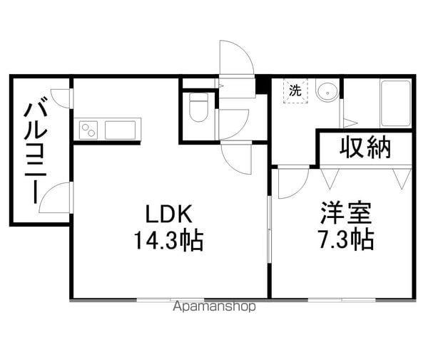 カーサパズ(1LDK/4階)の間取り写真