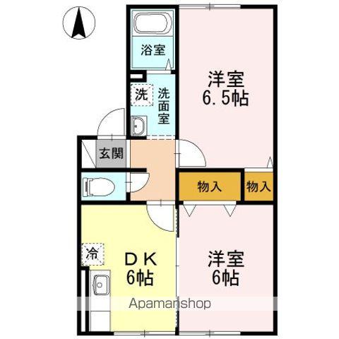 アヴァンティ浜田 B棟(2DK/1階)の間取り写真