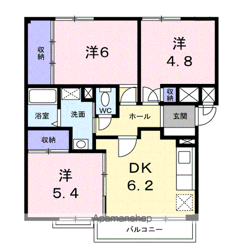 シャルマンハイツA(3DK/2階)の間取り写真