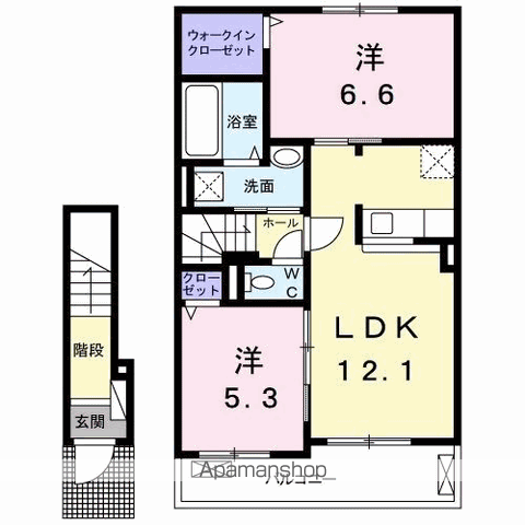 メゾンド・プチ・フルールⅦ(2LDK/2階)の間取り写真