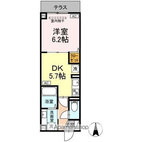 ルリアン北小岩Ⅲ(1DK/1階)の間取り写真