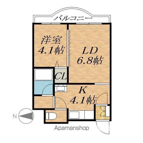 リッツアハイム稲田(1LDK/2階)の間取り写真