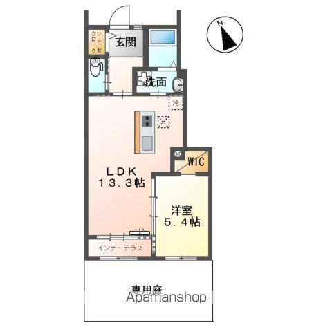 ルチェ・ソラーレ上山(1LDK/1階)の間取り写真