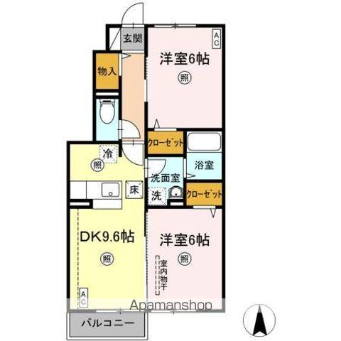 セリエース(2DK/1階)の間取り写真