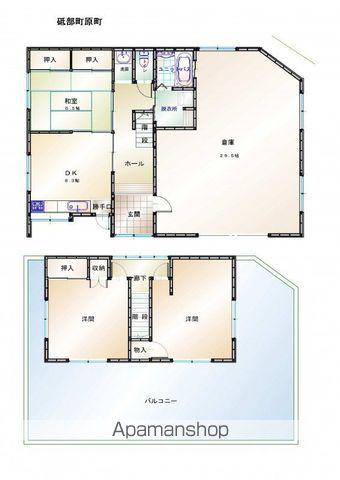愛媛県伊予郡砥部町 2階建 築44年(3DK)の間取り写真
