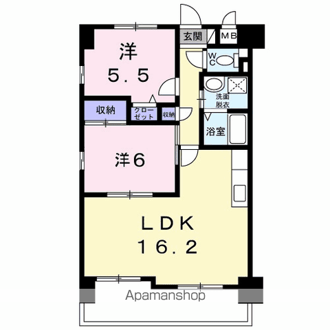 スカイライフⅡ(2LDK/4階)の間取り写真