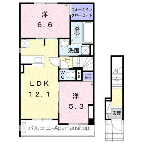 カーサ ミニョンB(2LDK/2階)の間取り写真