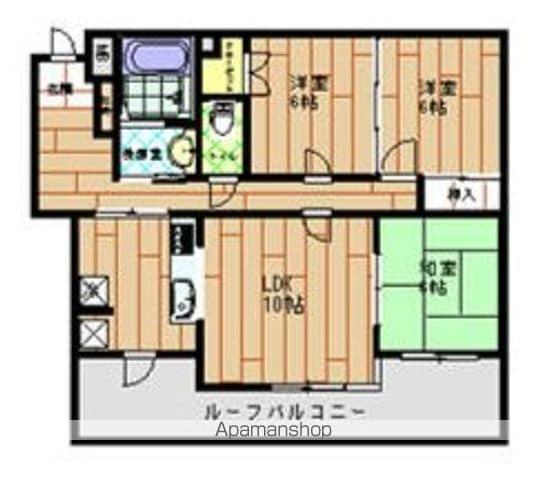 西大畑エルヴェ(3LDK/4階)の間取り写真