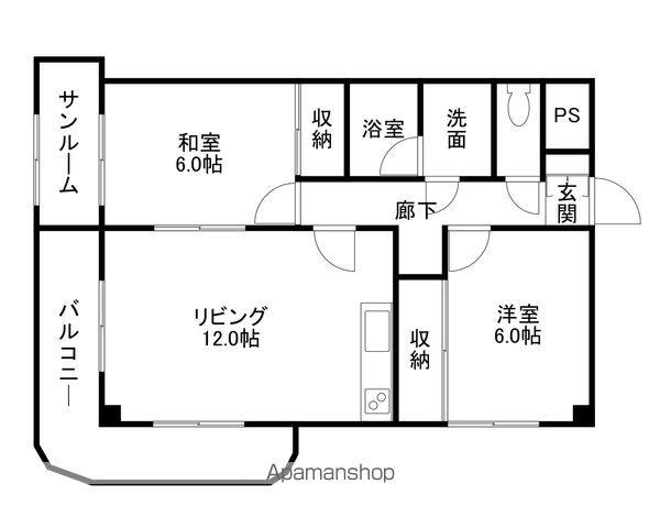 ウエストヴィラージュ(2LDK/6階)の間取り写真