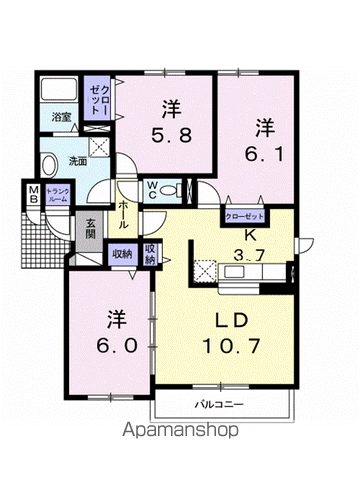 ファーストレジデンス(3LDK/2階)の間取り写真