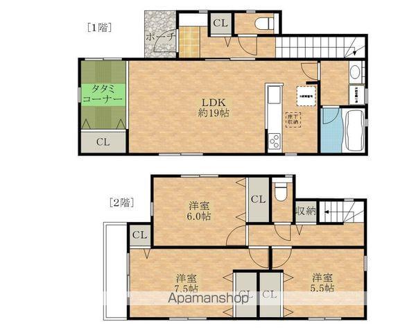 阪和線 東岸和田駅 バス乗車時間：14分 真上バス停で下車 徒歩2分 2階建 築3年(3LDK)の間取り写真