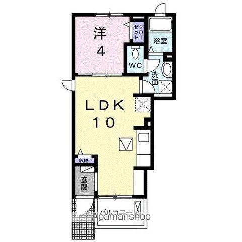 アルドール香西Ⅱ(1LDK/1階)の間取り写真