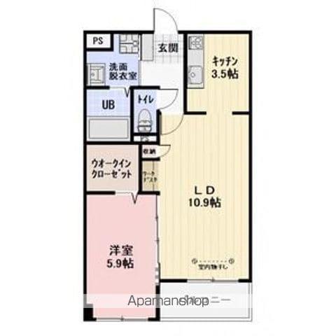 サン・フローラ南俣(1LDK/1階)の間取り写真