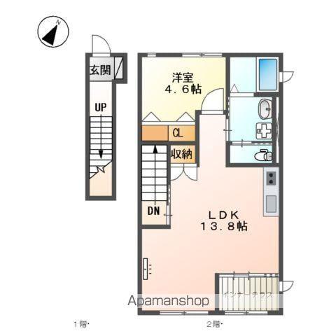F・ガーデンⅢ(1LDK/2階)の間取り写真