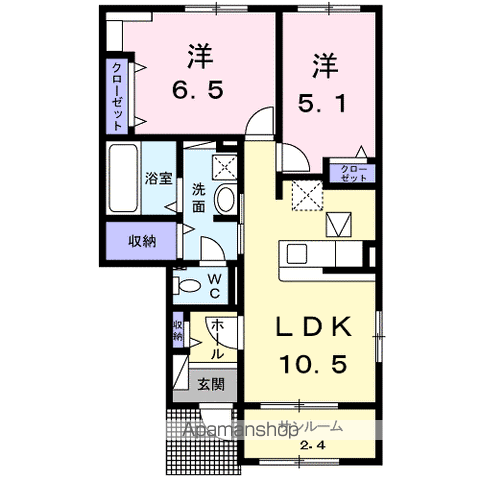 カイアーノ(2LDK/1階)の間取り写真