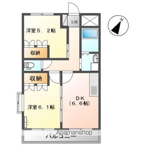 フィオーレ ツカサ2(2DK/1階)の間取り写真
