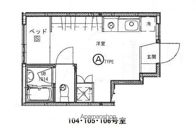 リヴィエール口田Ⅱ(ワンルーム/1階)の間取り写真