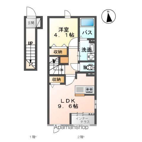 白河中山下アパートA(1LDK/2階)の間取り写真