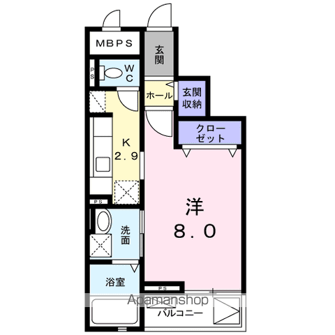 ヴィレッジゲート亥鼻(1K/3階)の間取り写真
