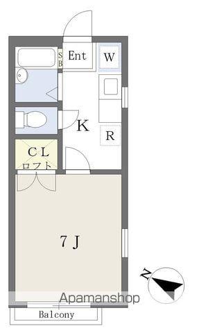 エクセルシャトー中山(1K/2階)の間取り写真