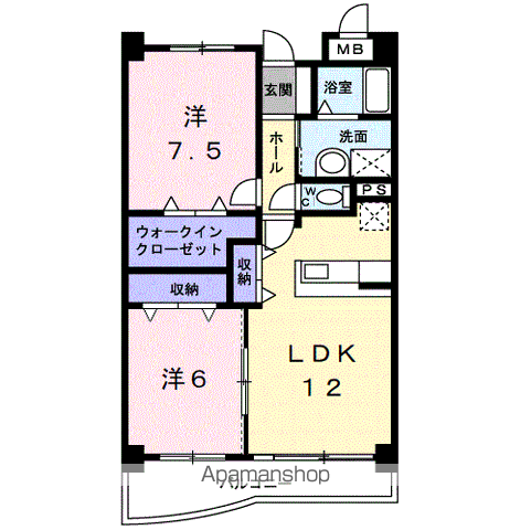 アズゥール(2LDK/3階)の間取り写真