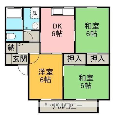 コーポK(3DK/1階)の間取り写真