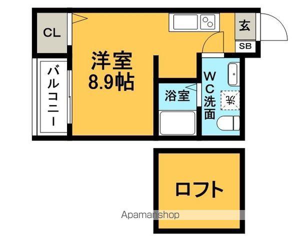 鹿児島本線 箱崎駅 徒歩9分 2階建 築17年(ワンルーム/1階)の間取り写真