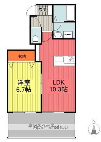 カサメント ベラ ノッテ(1LDK/1階)の間取り写真