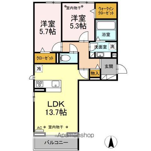 エトワールⅡ(2LDK/2階)の間取り写真