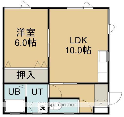 宮前町14番一棟二戸(1LDK/2階)の間取り写真