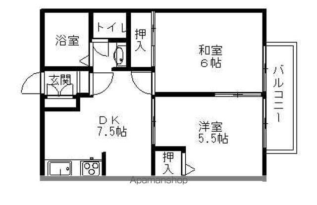 ハイムリバティー(2DK/1階)の間取り写真