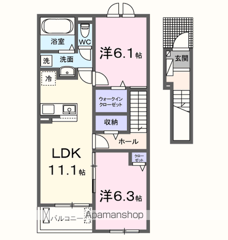 古ケ崎2丁目アパートA(2LDK/2階)の間取り写真
