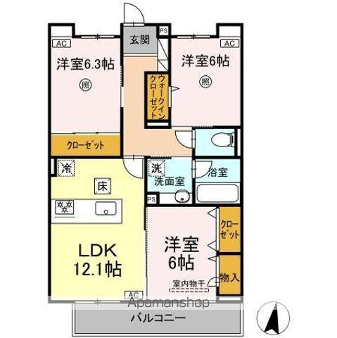 SINFARIA六本松(3LDK/1階)の間取り写真