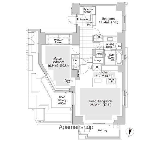 パークフラッツ渋谷神山町(2LDK/9階)の間取り写真