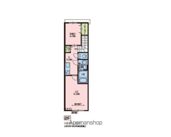 PORTE BONHEUR Ⅳ B棟(1LDK/2階)の間取り写真