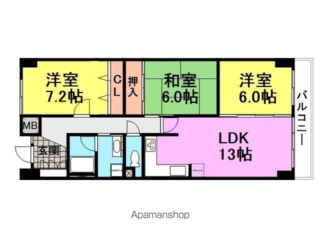 モンテベルデ北園田(3LDK/1階)の間取り写真