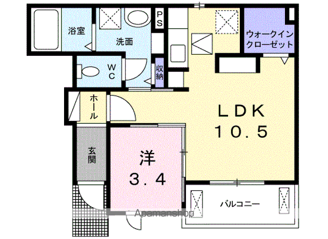 ゼファー(1LDK/1階)の間取り写真