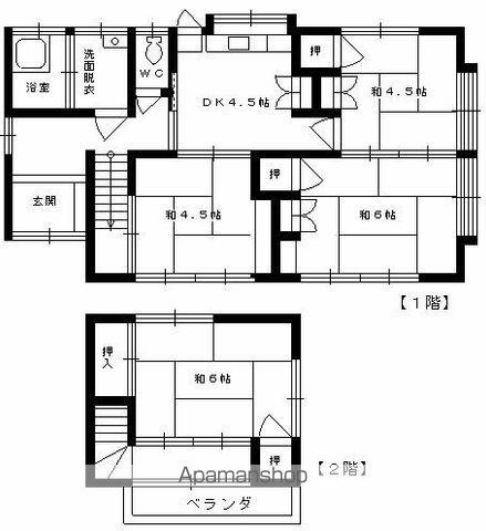 宮崎県延岡市 2階建 築43年(4DK)の間取り写真
