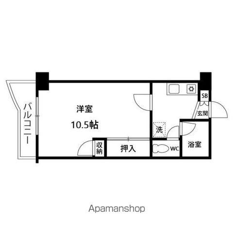 ロイヤルヒルズ市名坂(1K/2階)の間取り写真
