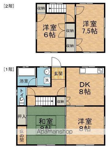 大糸線 一日市場駅 徒歩20分 2階建 築38年(4DK)の間取り写真