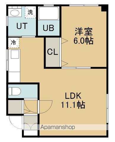 マンションT&KⅡ(1LDK/1階)の間取り写真