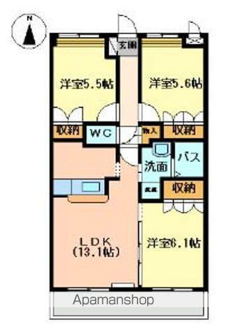 カサルビア(3LDK/1階)の間取り写真