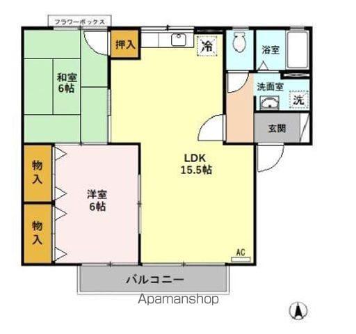 セジュール薬師寺(2LDK/2階)の間取り写真