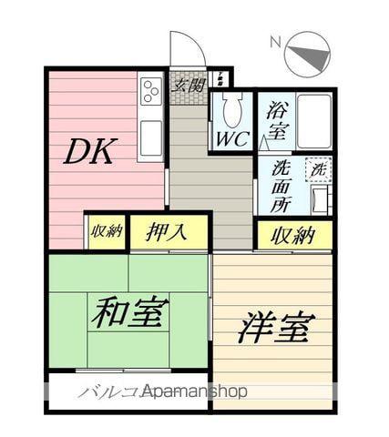 ラフェリア湘南3番館(2DK/1階)の間取り写真
