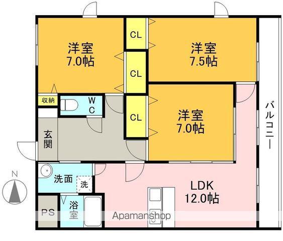 GRANDカメリア(3LDK/3階)の間取り写真
