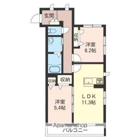 グロリエⅡ(2LDK/3階)の間取り写真